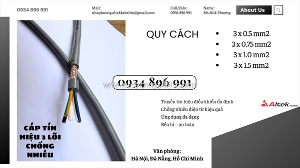 Cáp tín hiệu chống nhiễu 3x1.5 phân phối quảng bình – quảng nam – quảng ngãi