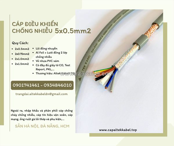Cáp tín hiệu chống nhiễu 5x0.5 altek kabel sẵn đà nẵng, huế, quảng ngãi
