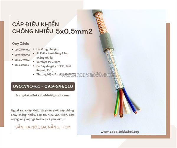 Cáp tín hiệu chống nhiễu 5x0.5 altek kabel sẵn đà nẵng, huế, quảng ngãi