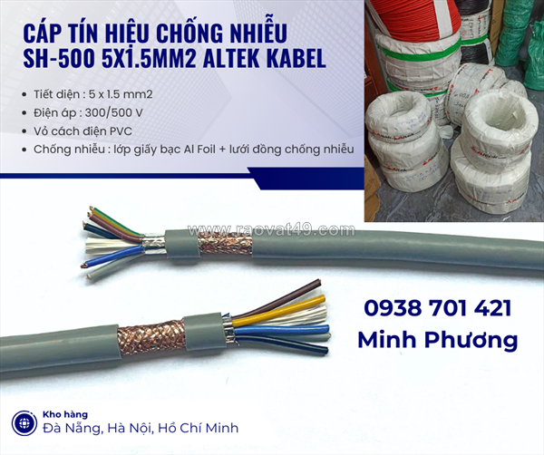 Cáp tín hiệu chống nhiễu sh-500 5x1.5mm2 altek kabel đà nẵng, cần thơ, kiên giang