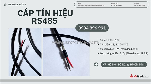 Cáp truyền thông rs485 1pr & 2pr –24awg – có hàng nghệ an, hà tĩnh, thanh hóa