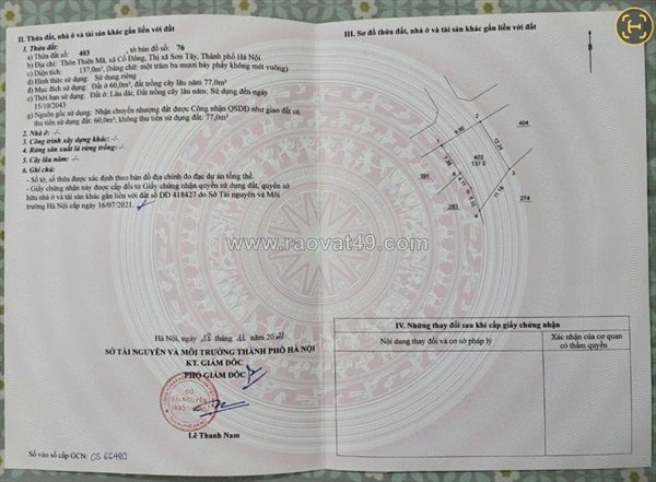 Chính chủ bán đất vị trí đẹp cổ đông, sơn tây - gần đại học quốc gia, fpt,