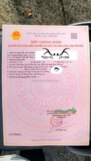 Chính chủ cần bán 2 lô mặt tiền vị trí ấp thanh xuân, xã thiện hưng, tỉnh đồng