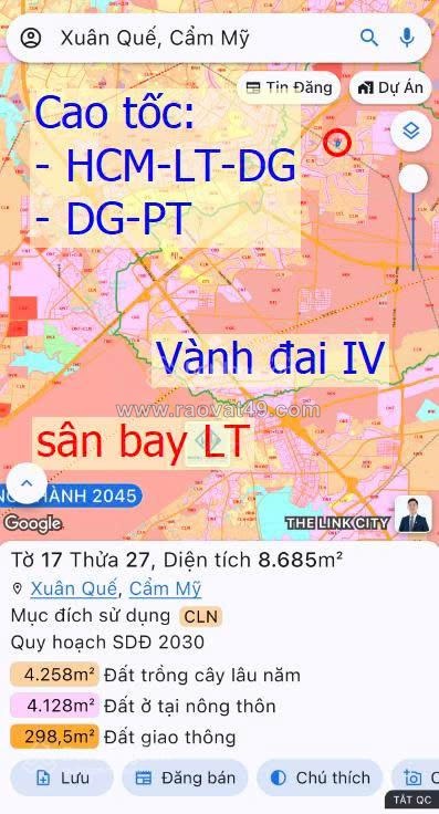 Chính chủ cần bán gấp lô đất vườn tâm huyết tại xuân quế, cẩm mỹ, đồng nai