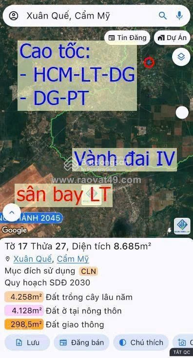 Chính chủ cần bán gấp lô đất vườn tâm huyết tại xuân quế, cẩm mỹ, đồng nai
