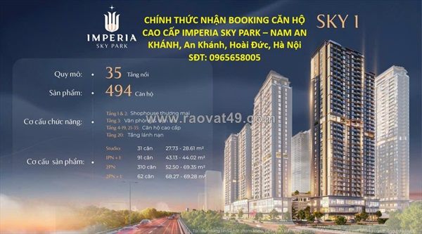 Chính thức nhận booking căn hộ cao cấp imperia sky park – nam an khánh, an