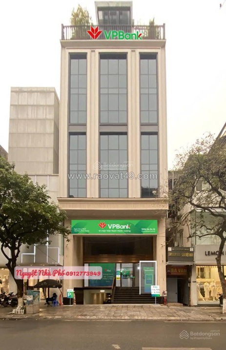 Cho thuê tầng 3,4 tòa nhà vpbank bà triệu, 250m2/sàn,giá 75 triệu/tầng/tháng/