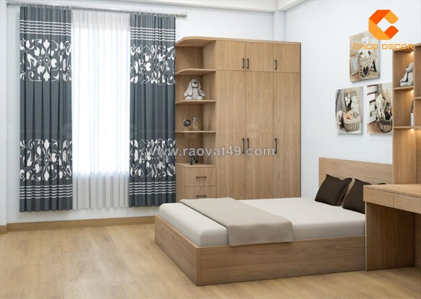 Combo phòng ngủ gỗ công nghiệp màu vân gỗ hiện đại