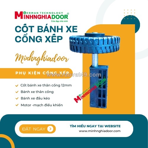 Cốt bánh xe cổng xếp thân cổng – phụ kiện nhỏ quyết định độ bền cả hệ cổng | minh nghĩa door
