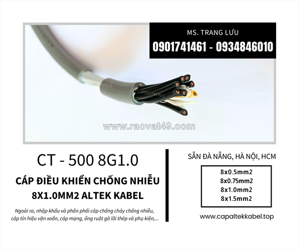 Đà nẵng, hà nội phân phối cáp điều khiển 8x1.0 altek kabel