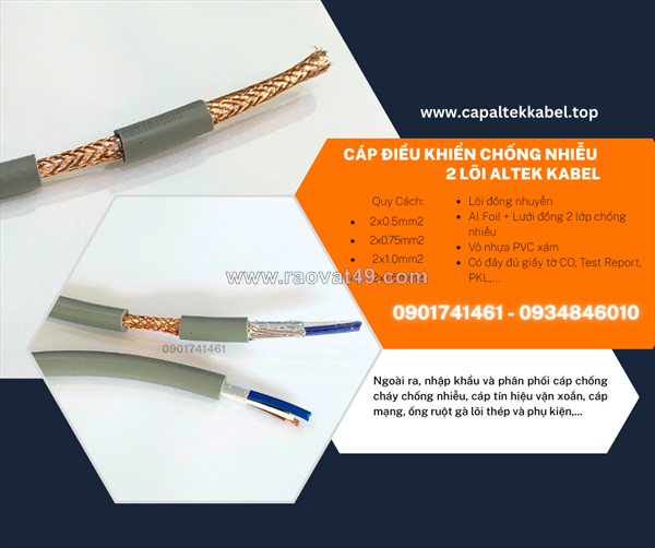 Đà nẵng, hà nội phân phối cáp tín hiệu chống nhiễu 2x1.5 altek kabel