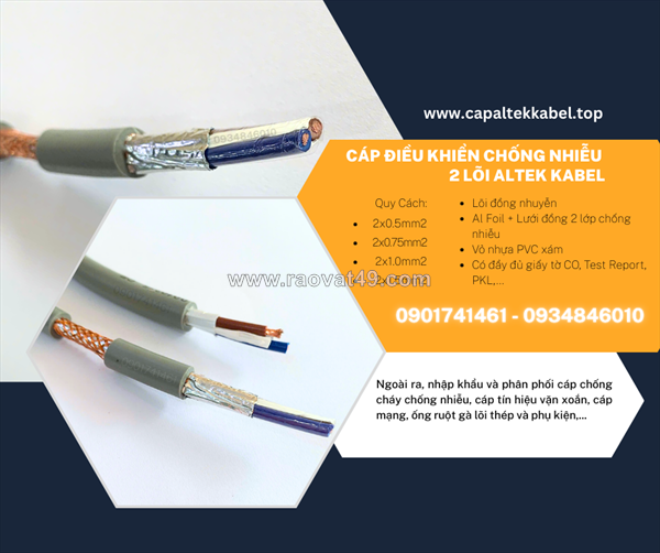 Đà nẵng, hà nội phân phối cáp tín hiệu chống nhiễu 2x1.5 altek kabel