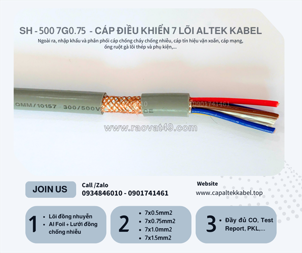 Đà nẵng phân phối cáp điều khiển chống nhiễu 7x0.75