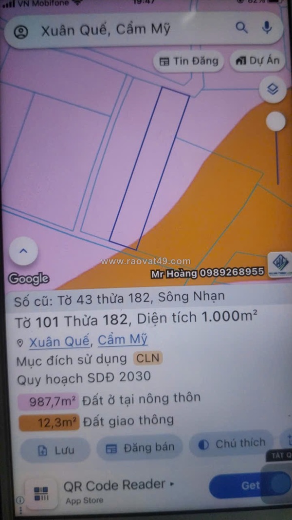 Đất đẹp - đầu tư sinh lời - chính chủ bán đất 2 mặt tiền đường tại sông nhạn,