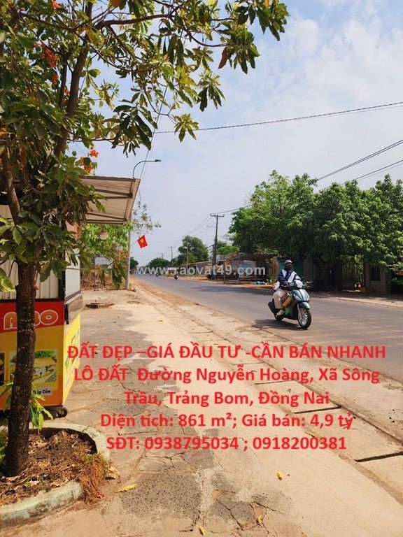 Đất đẹp –giá đầu tư -cần bán nhanh lô đất  đường nguyễn hoàng, xã sông trầu,