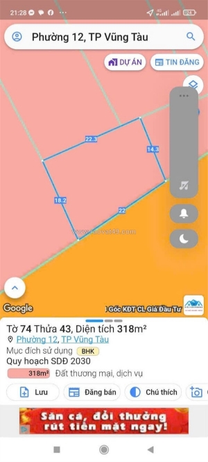 Đất đẹp - giá tốt - chính chủ cần bán đất tại đường 2/9 phường 12, tp vũng tàu,