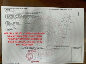 Đất đẹp – giá tốt – chính chủ cần bán tại mặt tiền đường phó cơ điều, phường
