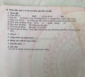 Đất đẹp – giá tốt  – chính chủ cần bán tại tl 925, xã đông phước a, huyện châu