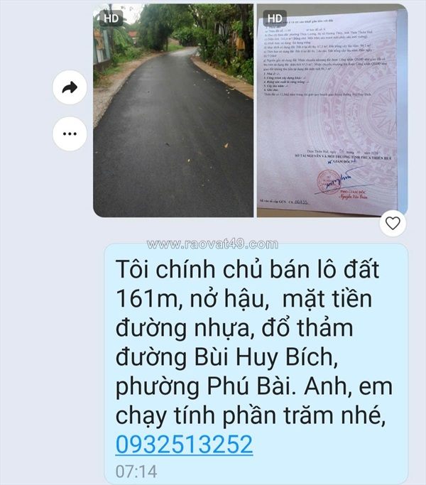 Đất vị trí đẹp – chính chủ cần bán đất tại đường bùi huy bích, phường phú bài, hương thủy, tt. huế.