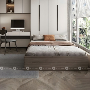 Giường ngủ gỗ công nghiệp có hộc kéo tích hợp tủ áo
