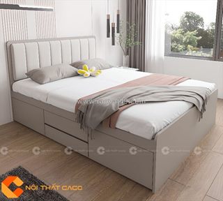 Giường ngủ gỗ công nghiệp kèm hộc kéo tối ưu lưu trữ