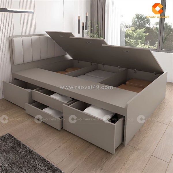 Giường ngủ gỗ công nghiệp kèm hộc kéo tối ưu lưu trữ