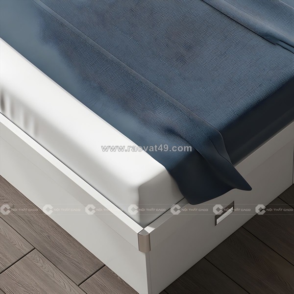 Giường ngủ gỗ công nghiệp màu trắng bọc nệm đầu giường
