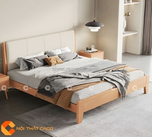 Giường ngủ gỗ tự nhiên có bọc nệm đầu giường cao cấp