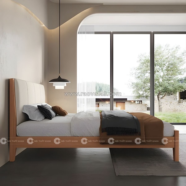 Giường ngủ gỗ tự nhiên có bọc nệm đầu giường cao cấp