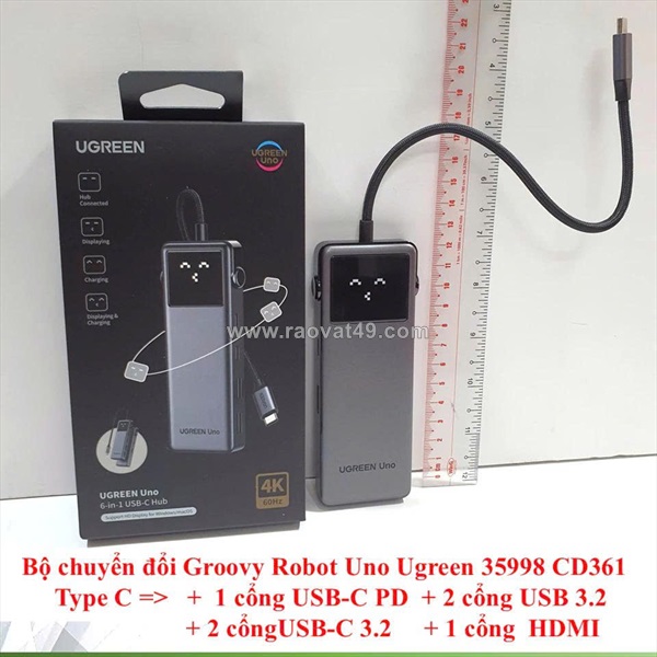 Hub type-c 6 cổng ugreen 35998 – nhỏ gọn nhưng “cân” cả thế giới kết nối!
