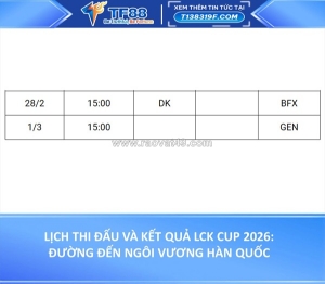 Lịch thi đấu và kết quả lck cup 2026: đường đến ngôi vương hàn quốc
