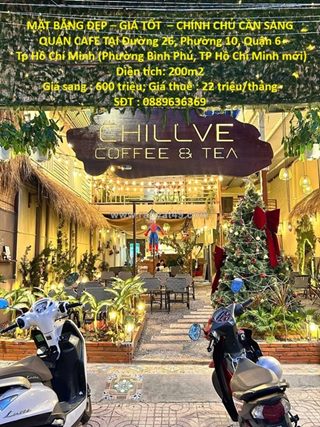 Mặt bằng đẹp – giá tốt  – chính chủ cần sang quán cafe tại đường 26, phường 10,