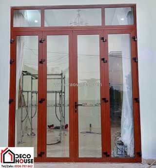 Mẫu cửa đi 1 cánh nhôm xingfa vân gỗ đẹp và hiện đại