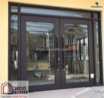 Mẫu cửa nhôm thủy lực chia ô pano đẹp kiểu tân cổ điển