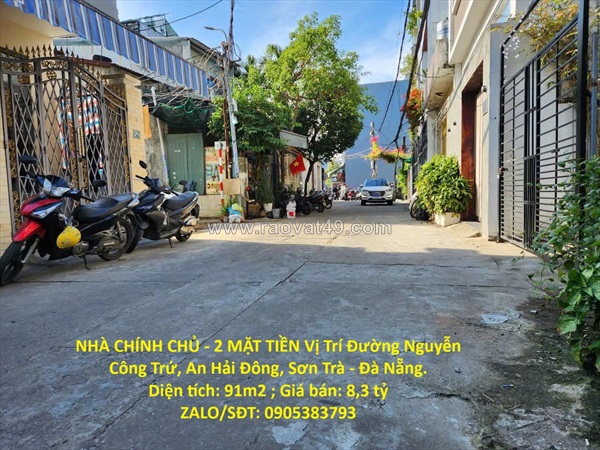 Nhà chính chủ - 2 mặt tiền vị trí đường nguyễn công trứ, an hải đông, sơn trà -