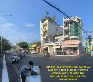 Nhà đẹp - giá tốt chính chủ bán nhà 2 mặt tiền 1 trệt 4 lầu  161 trương công