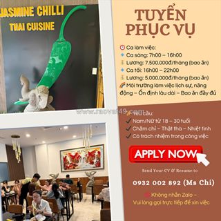 Nhà hàng jasmine chilli – tuyển nhân viên phục vụ q1