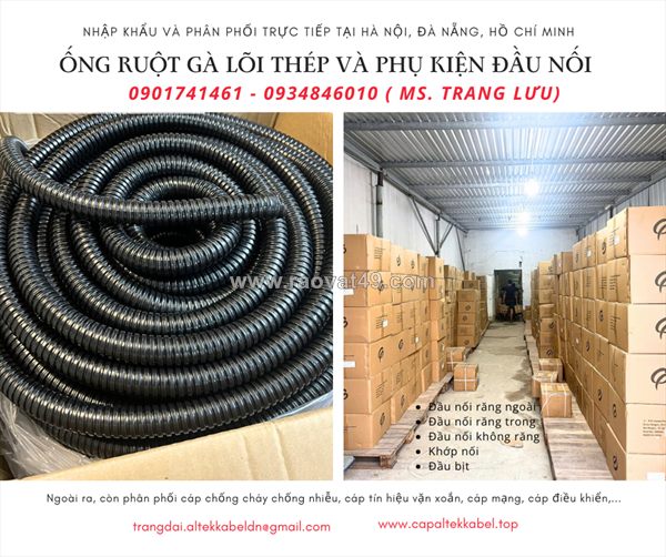 Ống ruột gà lõi thép bọc nhựa 3/4 (phi 25) sẵn hà nội, đà nẵng, hcm