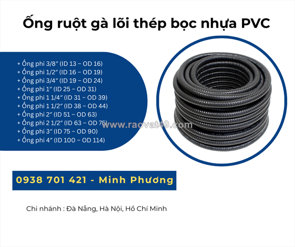 Ống ruột gà lõi thép bọc nhựa pvc giao ngay đà nẵng, quãng ngãi, quảng trị