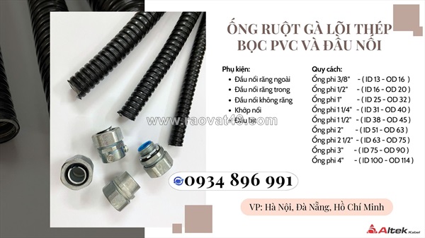 Ống ruột gà và đầu nối có sẵn khánh hòa, bình định, gia lai