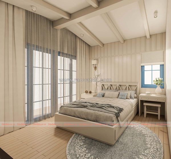 Thiết kế nội thất villa phòng ngủ địa trung hải tại bà rịa - vũng tàu
