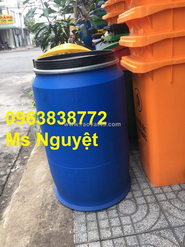Thùng phuy nhựa 200lit đai sắt