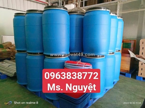 Thùng phuy nhựa 200lit đai sắt