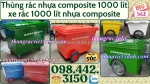 Thùng rác 1000 lít nhựa composite 4 bánh xe và 3 bánh xe đặc/hơi