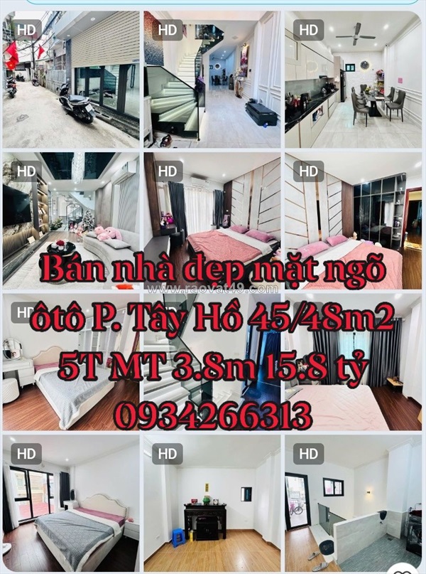 Tin chuẩn 100% bán nhà đẹp mặt ngõ ôtô p. tây hồ 48m2 5tầng chào hơn 15tỷ