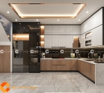 Tủ bếp acrylic gỗ công nghiệp chữ l cao cấp, tiện nghi