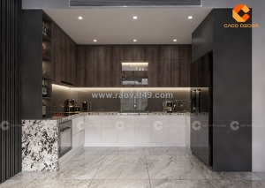 Tủ bếp gỗ công nghiệp thiết kế chữ u hiện đại đẳng cấp