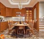 Tủ bếp gỗ sồi tự nhiên chữ l sang trọng, ấm cúng