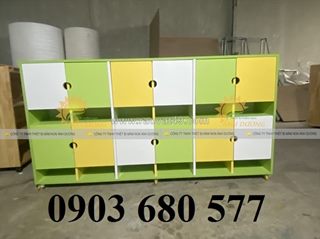 Tủ kệ gỗ mầm non cho trẻ nhỏ sử dụng, an toàn, chất lượng