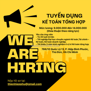 Tuyển dụng kế toán tổng hợp thủ đức